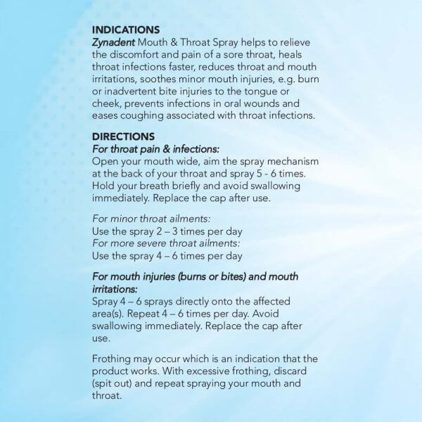 Zynadent Mouth and Throat Spray 100ml - Image 3