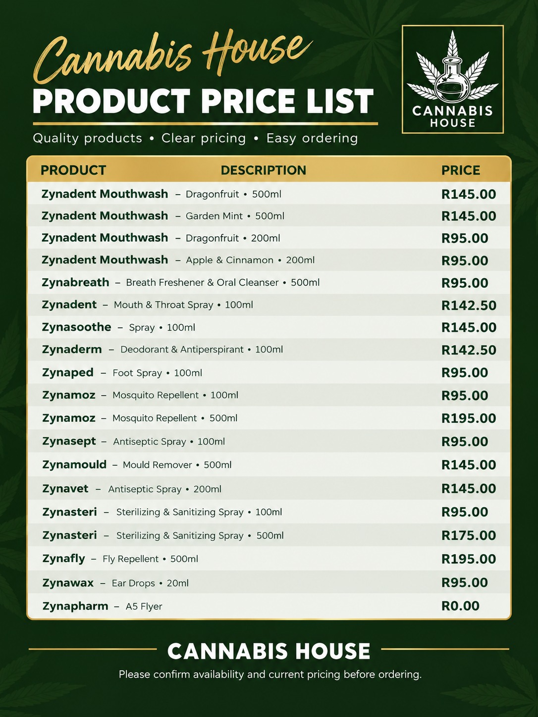 Price List
